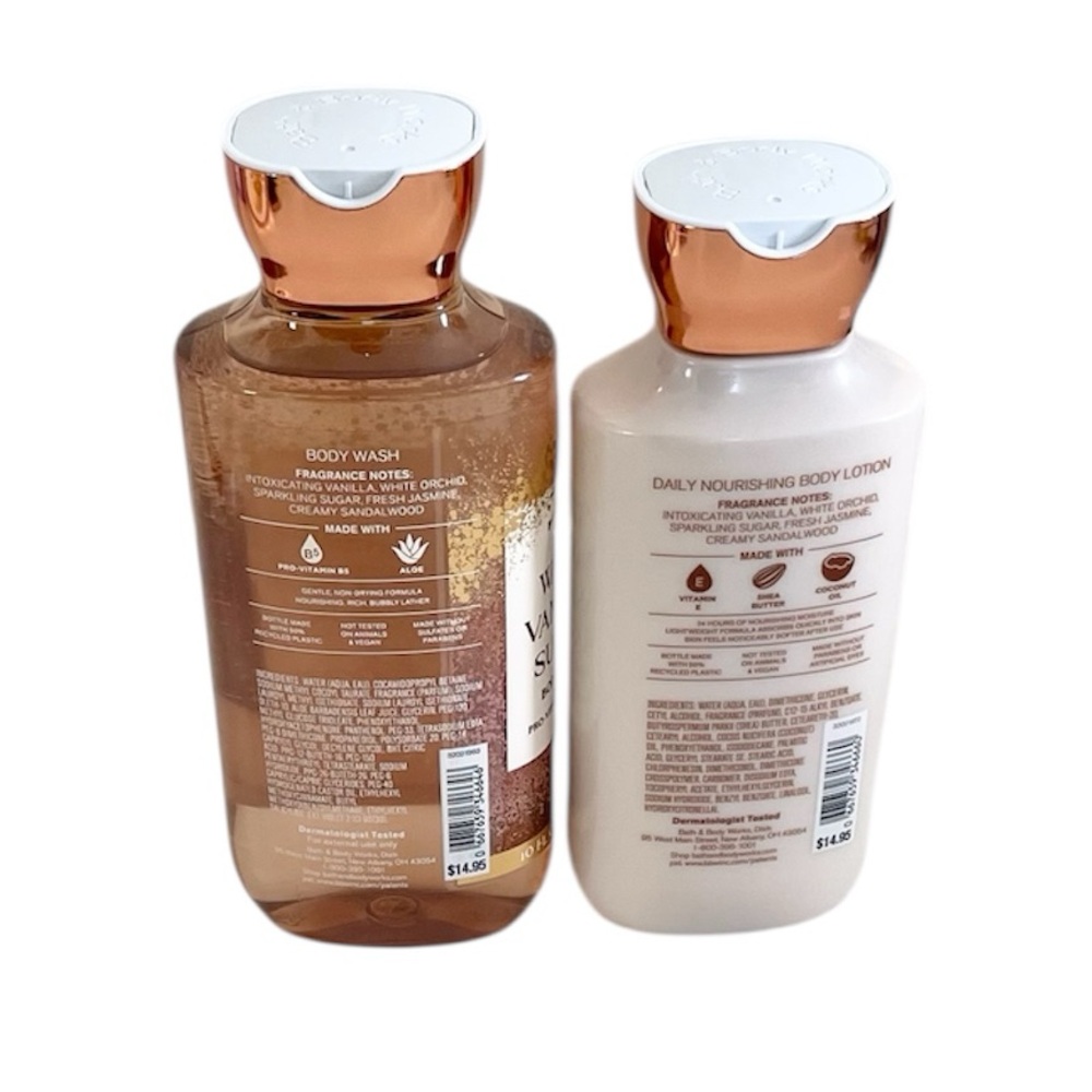 Bath & Body Works Warm Vanilla Sugar Body Wash & Lotion Full Size Set with Tote - Picture 4 of 12